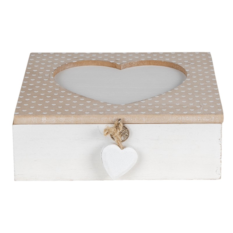 Clayre & Eef Storage Box 20x20x7 cm Brown Wood Heart