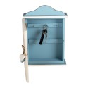 Clayre & Eef Key Cabinet 21x7x31 cm Blue MDF Glass Rectangle Heart
