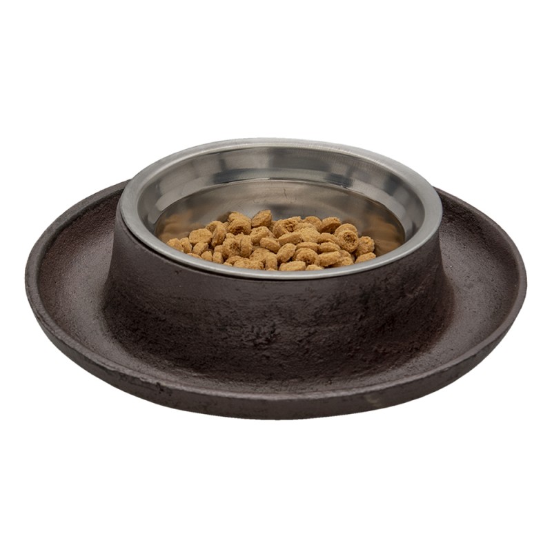 Clayre & Eef Dog Bowl Ø 22x5 cm Brown Iron Round