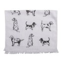 Clayre & Eef Serviette invité 40x66 cm Blanc Gris Coton Rectangle Chiens