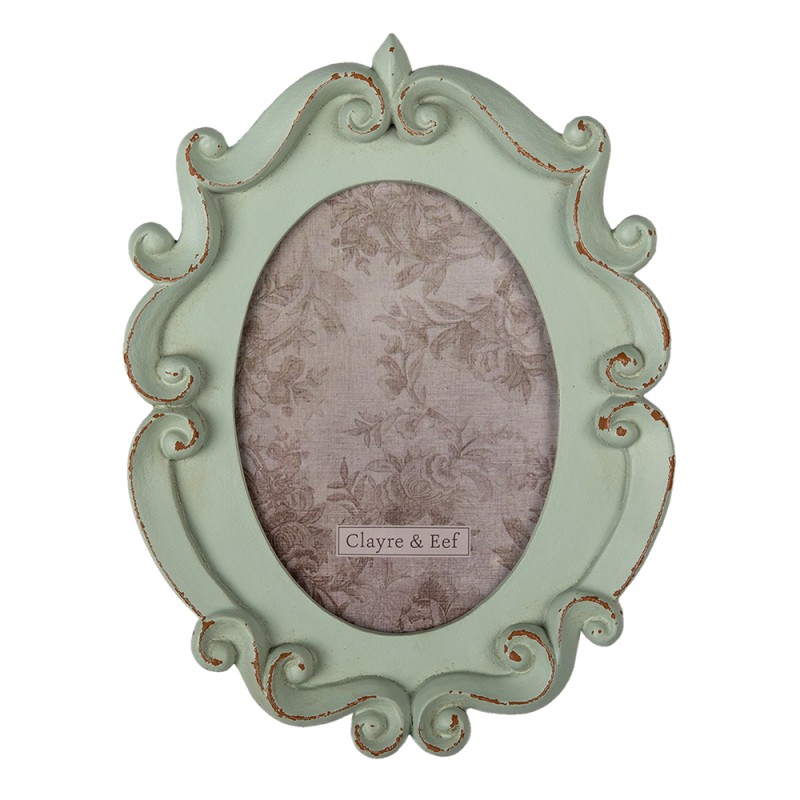 Clayre & Eef Photo Frame 12x16 cm Green Plastic Oval