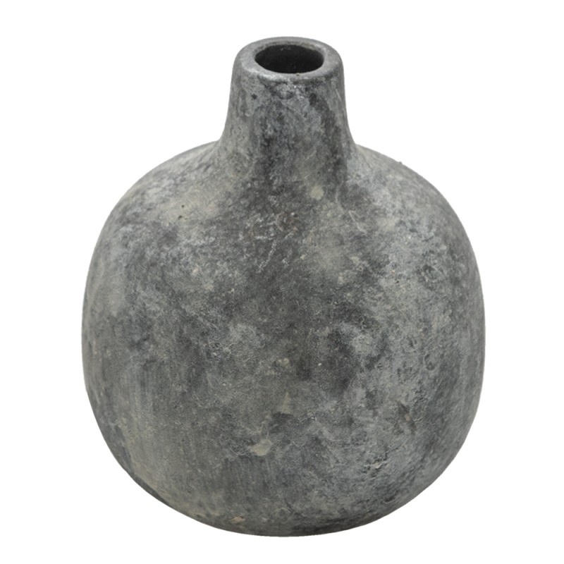 Clayre & Eef Vaso  9 cm Grigio Ceramica Rotondo