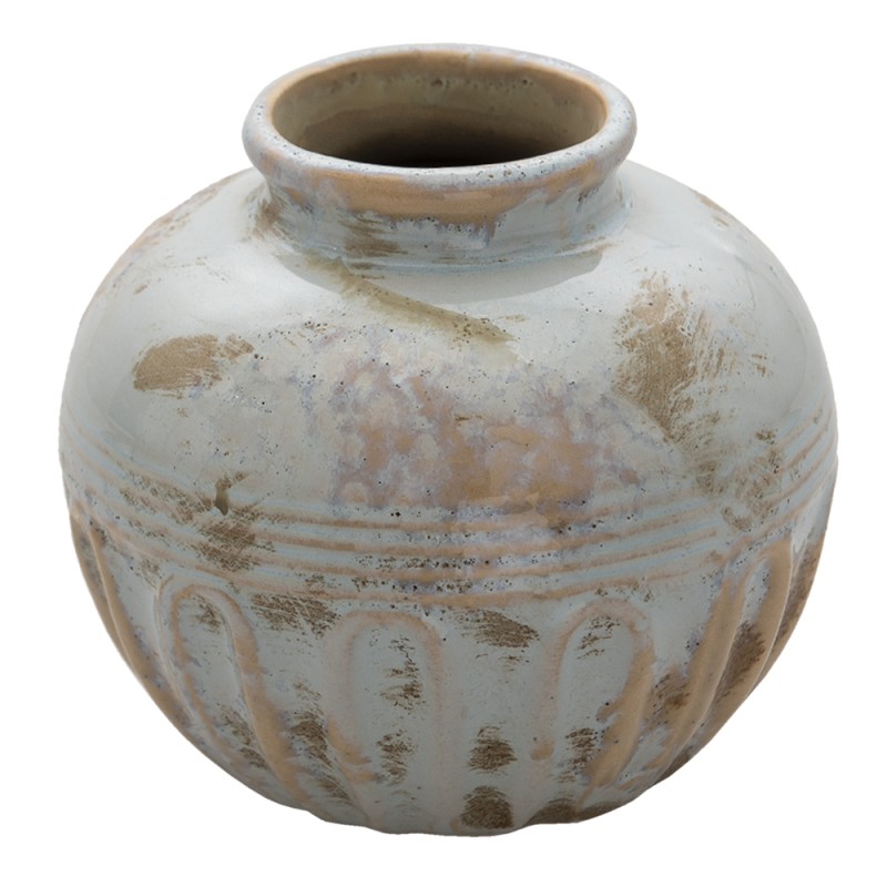 Clayre & Eef Vase Ø 12x11 cm Grau Keramik Rund
