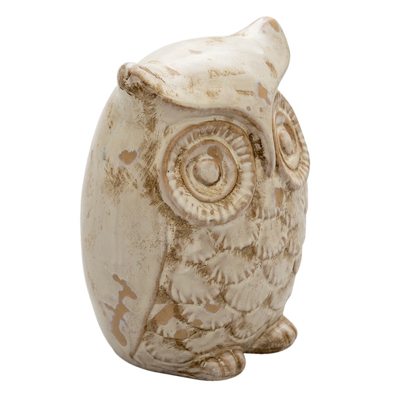 Clayre & Eef Figur Eule 17 cm Beige Keramik