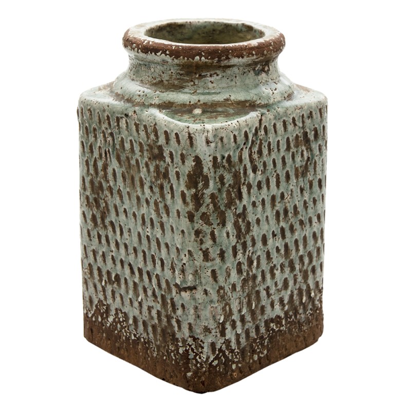 Clayre & Eef Vase 16x16x27 cm Grey Terracotta Square