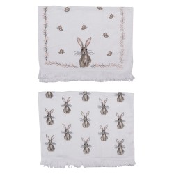 Clayre & Eef 40x66 cm Bianco, Rosa, Beige Cotone Rettangolare