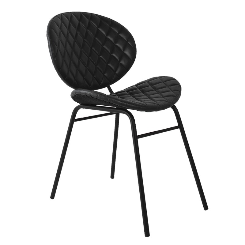 Clayre & Eef Chaise de salle à manger 51x57x78 cm Noir Cuir
