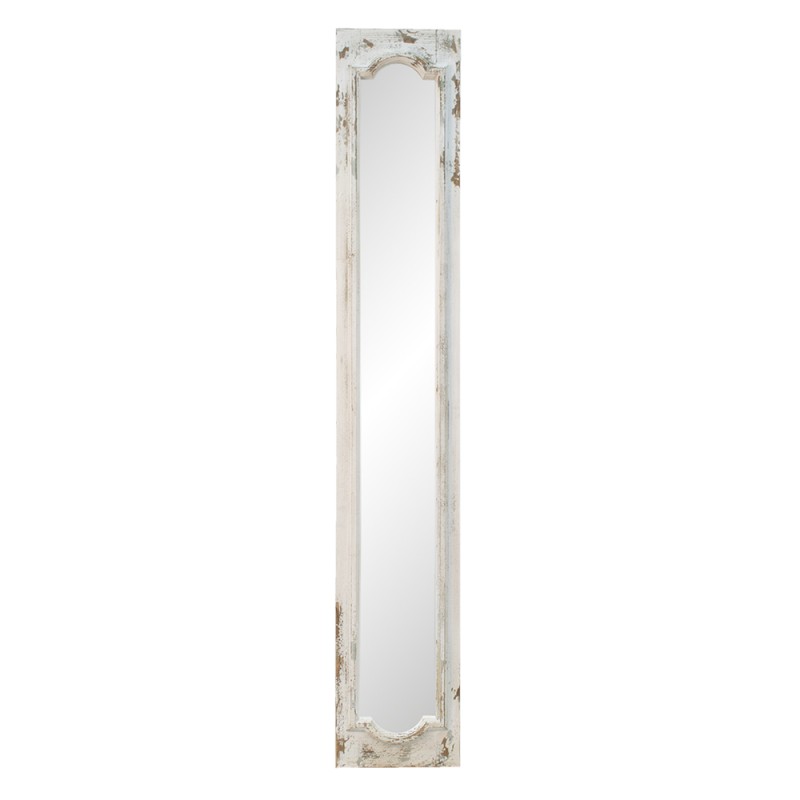 Clayre & Eef Mirror 30x176 cm White Wood Glass Rectangle