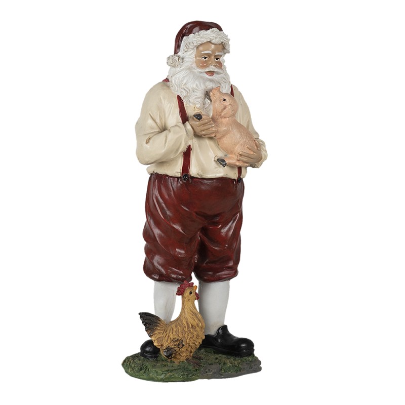 Clayre & Eef Figurine Père Noël 27 cm Rouge Beige Polyrésine