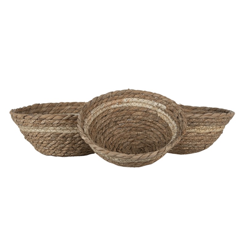 Clayre & Eef Storage Basket Set of 3 Ø 25x10 cm Brown Seagrass Round