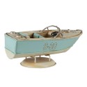 Clayre & Eef Miniatura decorativa Barca 18x8x8 cm Turchese Beige Ferro