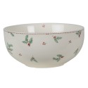 Clayre & Eef Soup Bowl Ø 14 cm Beige Green Ceramic Round Holly Leaves