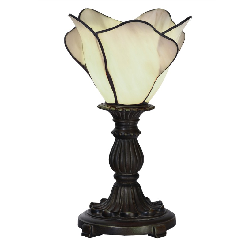 LumiLamp Tiffany Tafellamp  Ø 20x30 cm Beige Glas Bloem