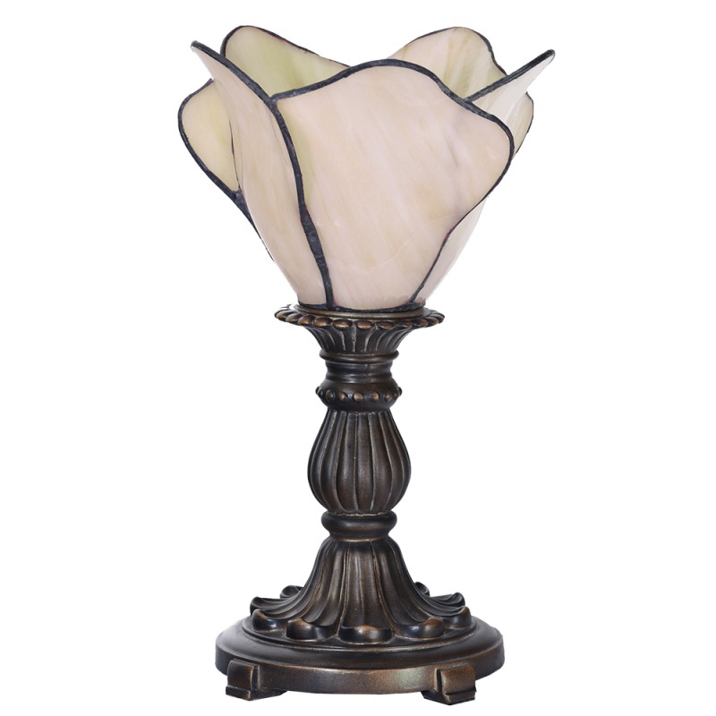 LumiLamp Lampe de table Tiffany Ø 20x30 cm Beige Verre Fleur