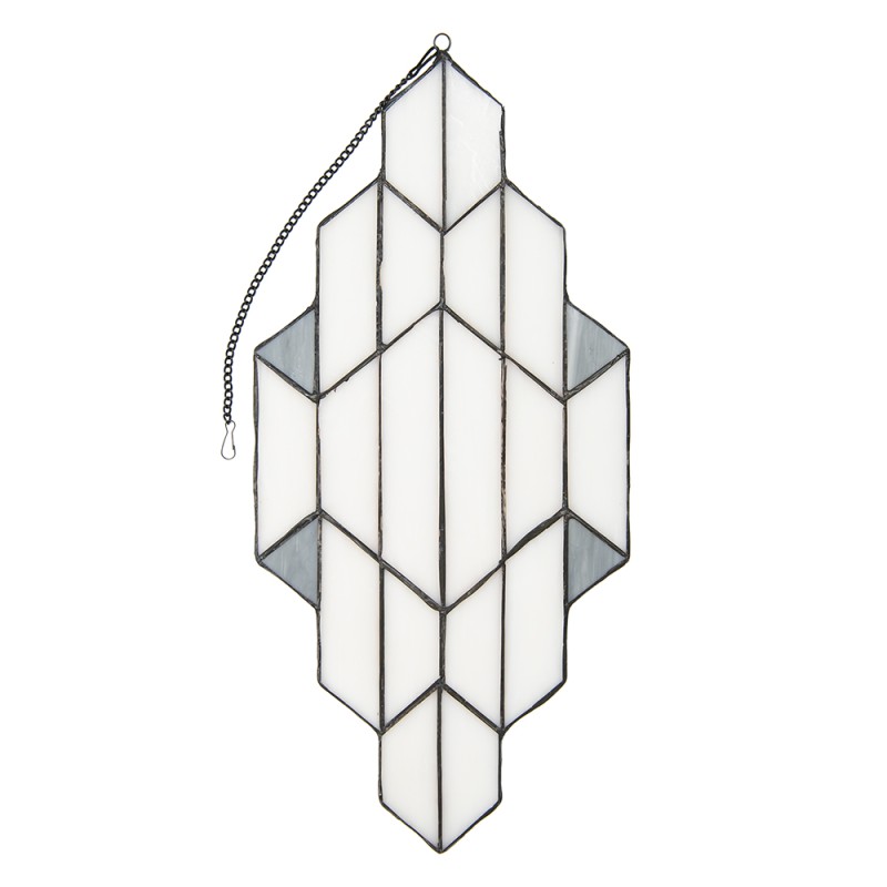 LumiLamp Tiffany Glass Panel 23x50 cm White Grey Glass