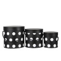 Clayre & Eef Hat Box Set of 3 Ø 17x17 cm Black White Cardboard Dots
