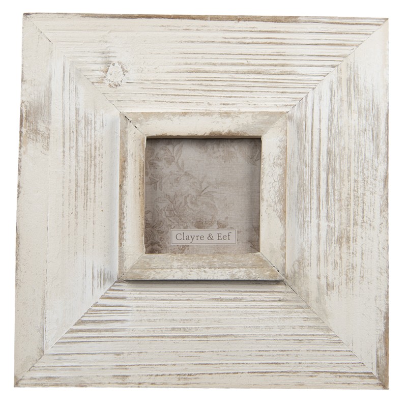 Clayre & Eef Cornice per foto 9x9 cm Bianco Legno  Quadrato