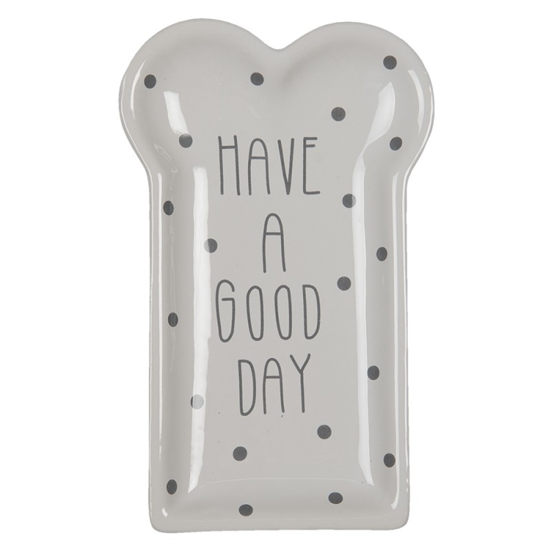 Clayre & Eef Breakfast Plate 10x17 cm White Ceramic Have a good day