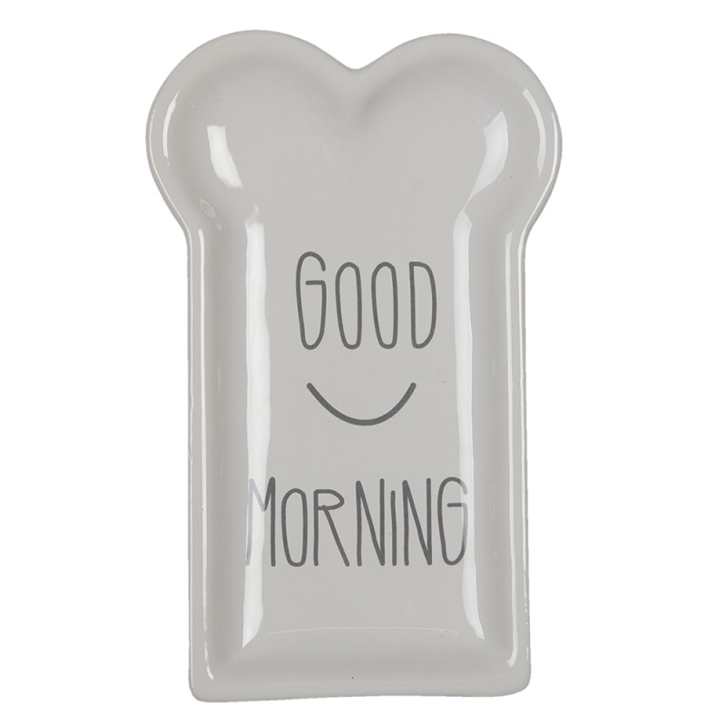 Clayre & Eef Assiette de petit déjeuner 10x17 cm Blanc Céramique Good morning