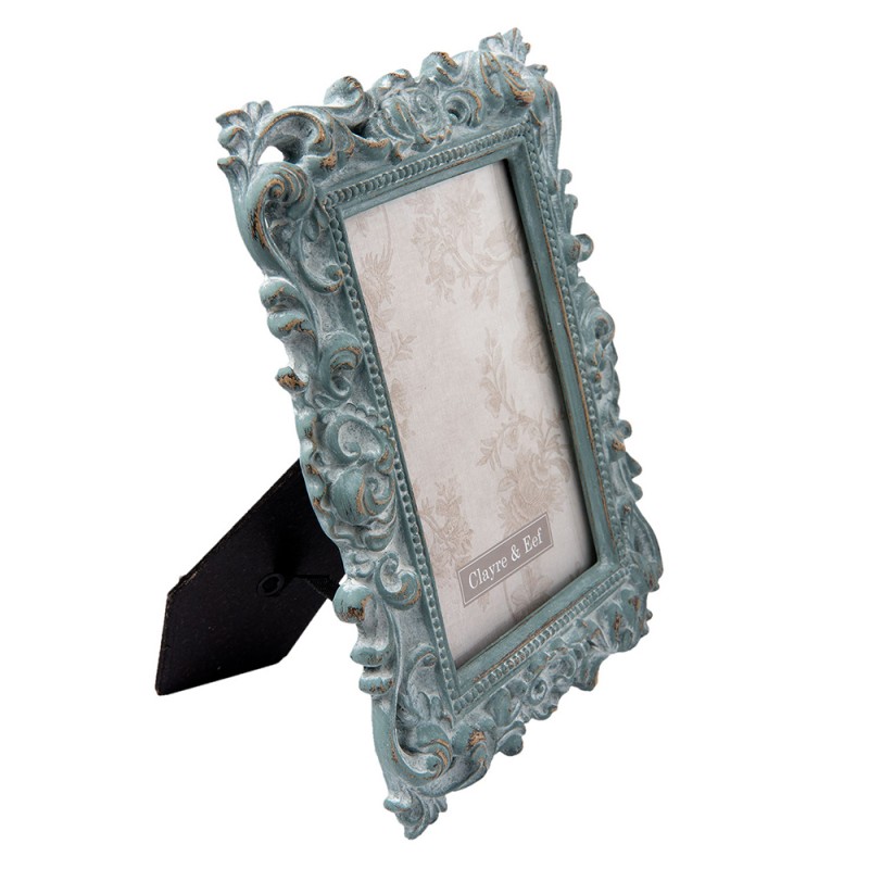 Clayre & Eef Photo Frame 10x15 cm Turquoise Plastic Rectangle