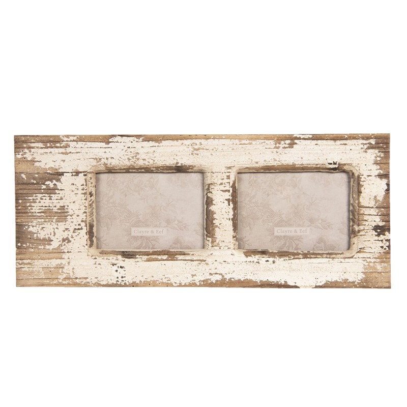 rouw Spit Conserveermiddel Clayre & Eef Fotolijst 13x18 cm (2) Bruin Beige Hout