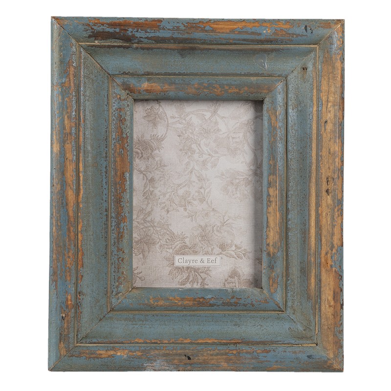 Clayre & Eef Photo Frame 13x18 cm Blue Grey Wood Rectangle