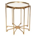2Clayre & Eef Side Table 50343 Ø 53*54 cm Golden color Metal Glass Round