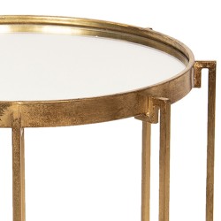 Clayre & Eef Side Table 50343 Ø 53*54 cm Golden color Metal Glass Round