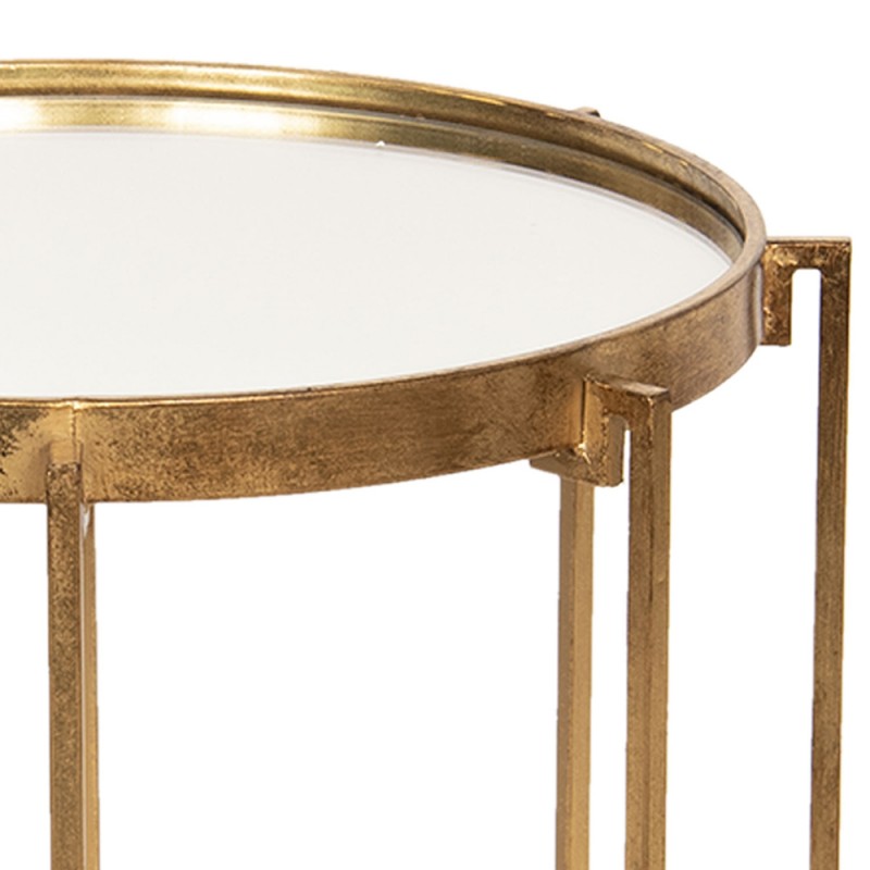 Clayre & Eef Side Table Ø 53x54 cm Golden color Metal Glass