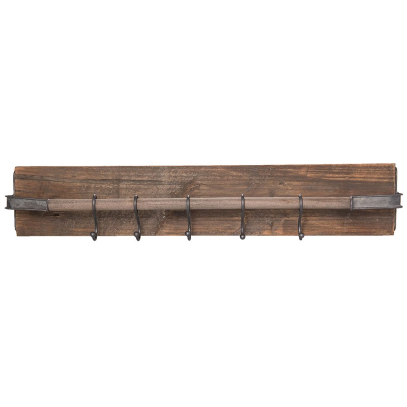 2Clayre & Eef Wall Coat Rack 5H0364 81*14*15 cm Brown Wood Iron Rectangle