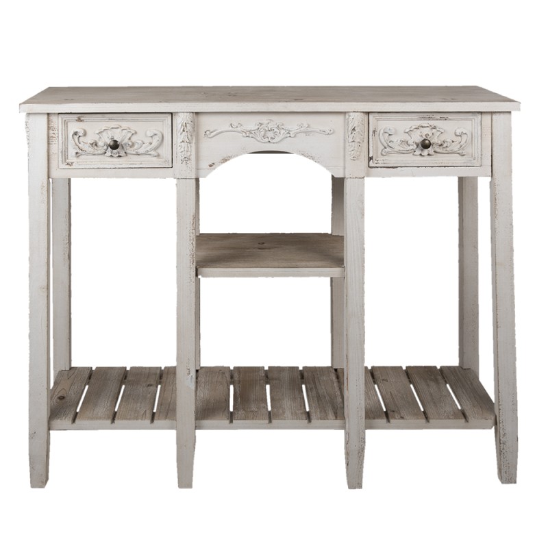 Clayre & Eef Side Table 125x40x95 cm White Wood Rectangle