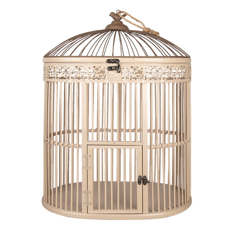 Clayre & Eef Bird Cage Decoration 47x32x60 cm White Wood Oval