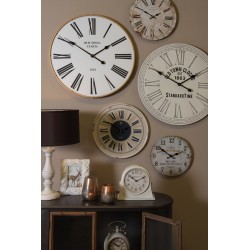 Clayre & Eef Clock 5KL0135 Ø 60 cm White Wood Round