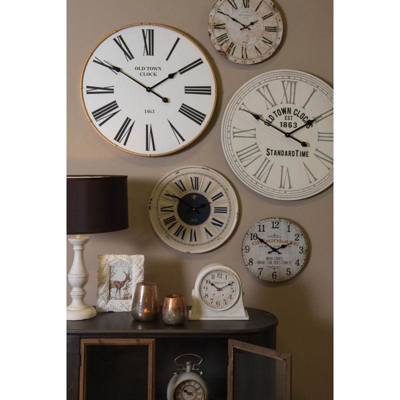 Clayre & Eef Clock Ø 60 cm White Wood