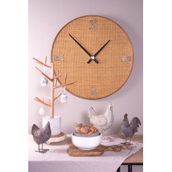 Clayre & Eef Clock 5KL0156 Ø 80 cm Golden color Wood Metal Round