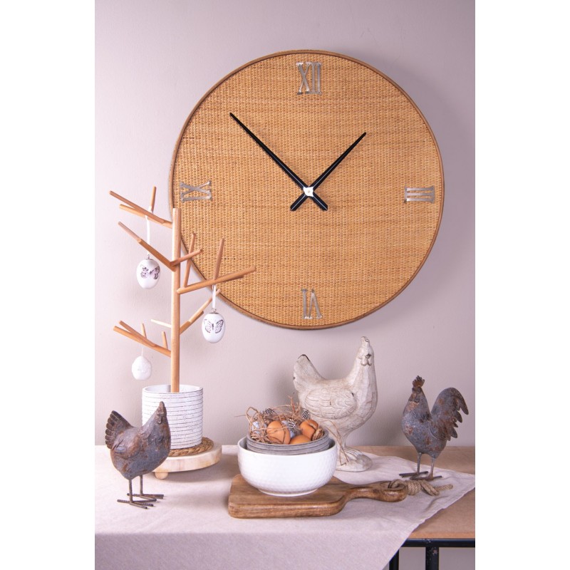 2Clayre & Eef Clock 5KL0156 Ø 80 cm Golden color Wood Metal Round