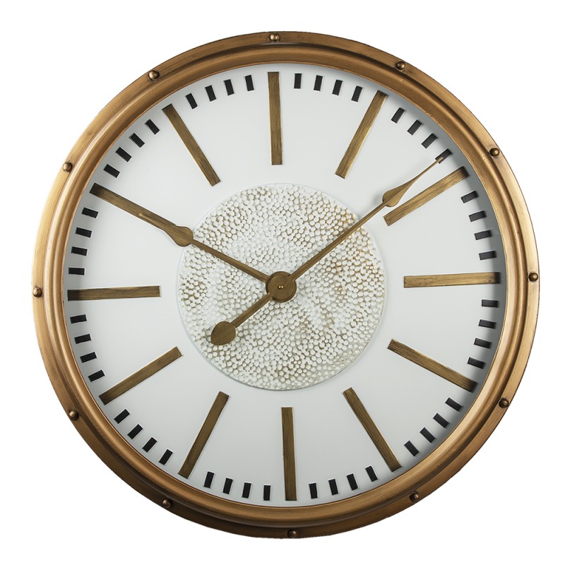 Clayre & Eef Wall Clock Ø 80 cm Copper colored Metal Round