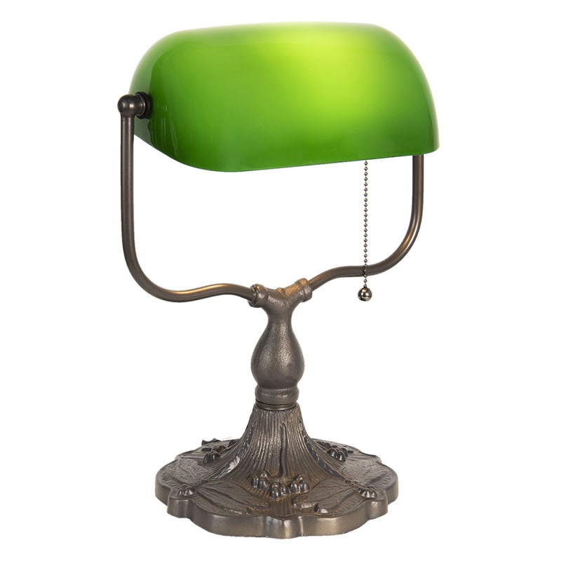LumiLamp Lampe de bureau Lampe de banquier 27x20x36 cm Vert Marron Métal Verre