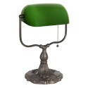 LumiLamp Lampe de bureau Lampe de banquier 27x20x36 cm Vert Marron Métal Verre