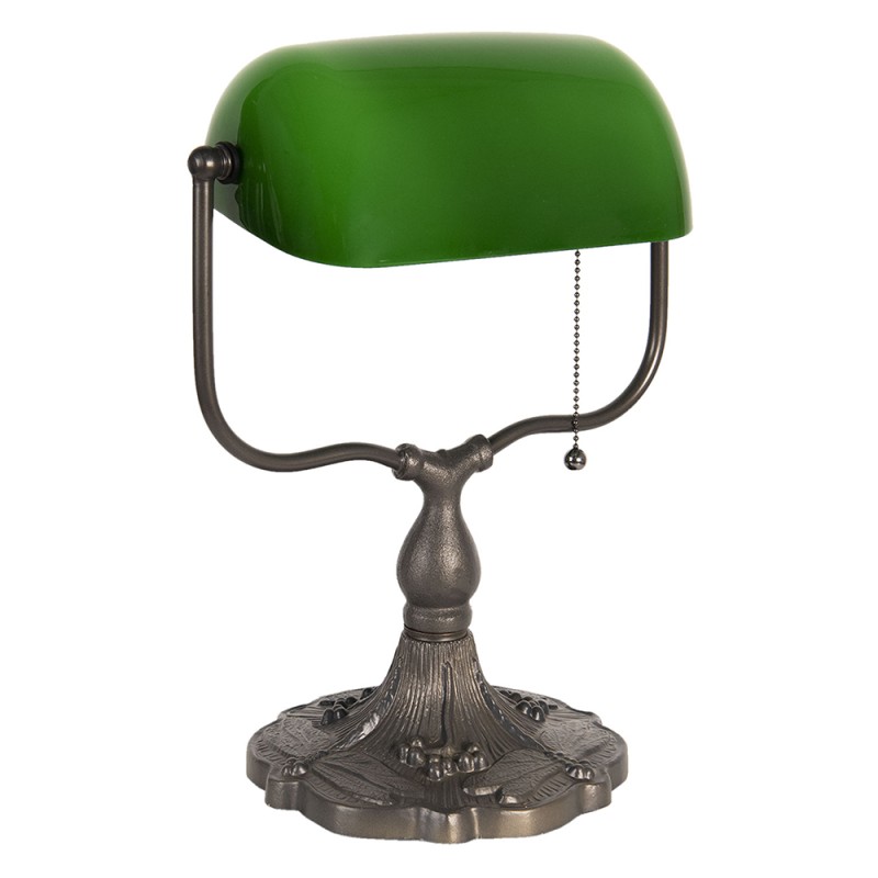 LumiLamp Lampada da scrivania Lampada da banchiere 27x20x36 cm Verde Marrone Metallo Vetro