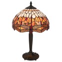 2LumiLamp Lampe de table Tiffany Ø 31*47 cm E27/max 1*60W Brun, Rouge, Jaune Vitrail Triangle