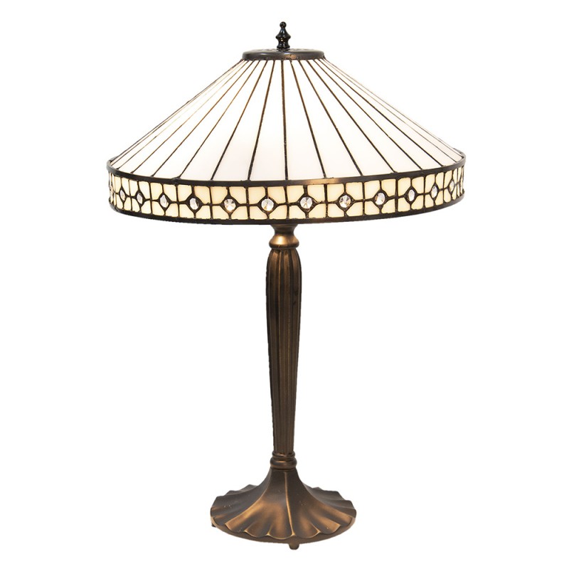 2LumiLamp Lampe de table Tiffany Ø 40x58 cm  Beige, Marron Vitrail