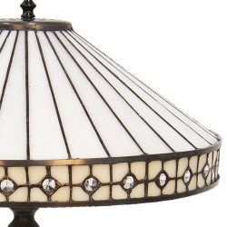 LumiLamp Lampe de table Tiffany Ø 40*58 cm E27/max 2*60W Beige, Marron Vitrail