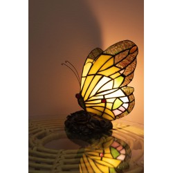 LumiLamp Tiffany Tischlampe Schmetterling 15*15*27 cm  Gelb