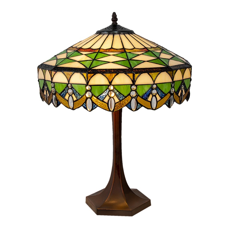 LumiLamp Lampada da tavolo Tiffany Ø 41x57 cm Verde Vetro Rotondo