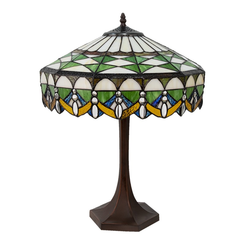 LumiLamp Table Lamp Tiffany Ø 41x57 cm Green Glass Round