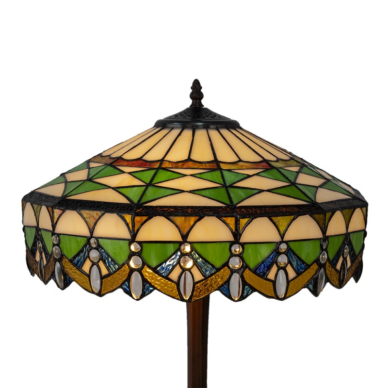 LumiLamp Lampada da tavolo Tiffany Ø 41x57 cm Verde Vetro Rotondo