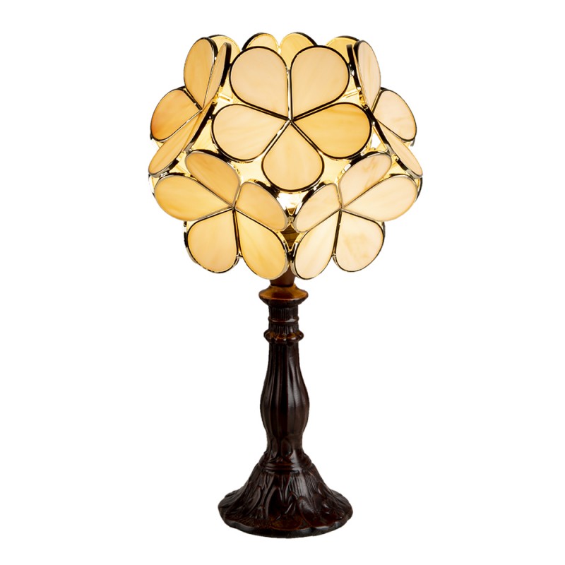 LumiLamp Table Lamp Tiffany 21x21x38 cm Beige Polyresin Glass Flower