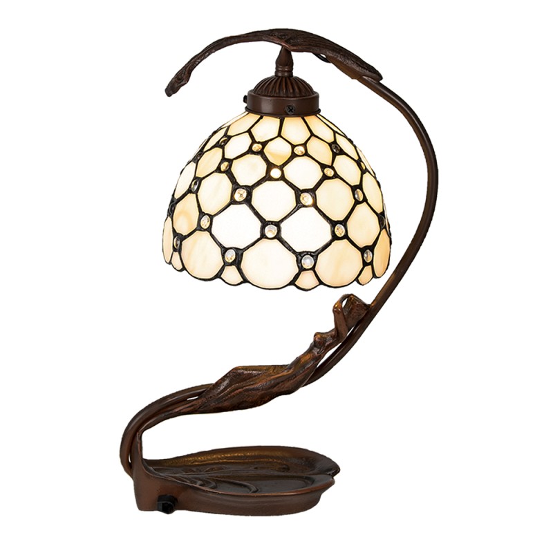 LumiLamp Lampe de table Tiffany 28x20x41 cm Beige Verre