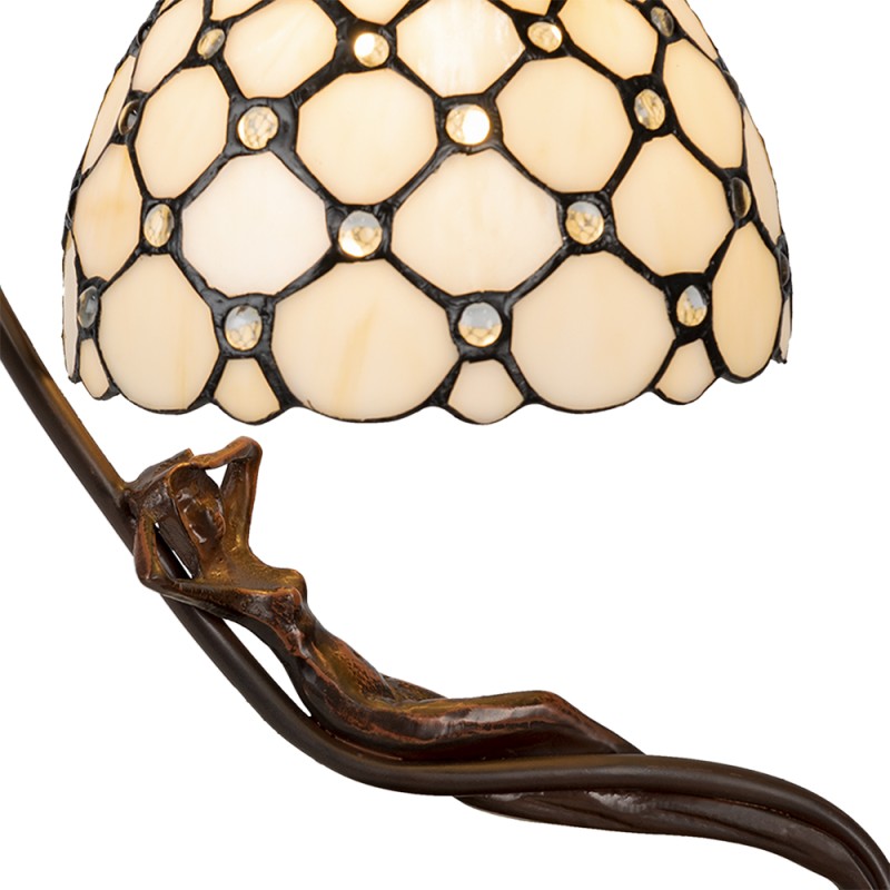 LumiLamp Lampada da tavolo Tiffany 28x20x41 cm Beige Vetro